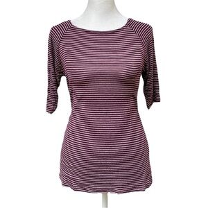 American Dream Burgundy Striped 1/2 Sleeve Casual Top